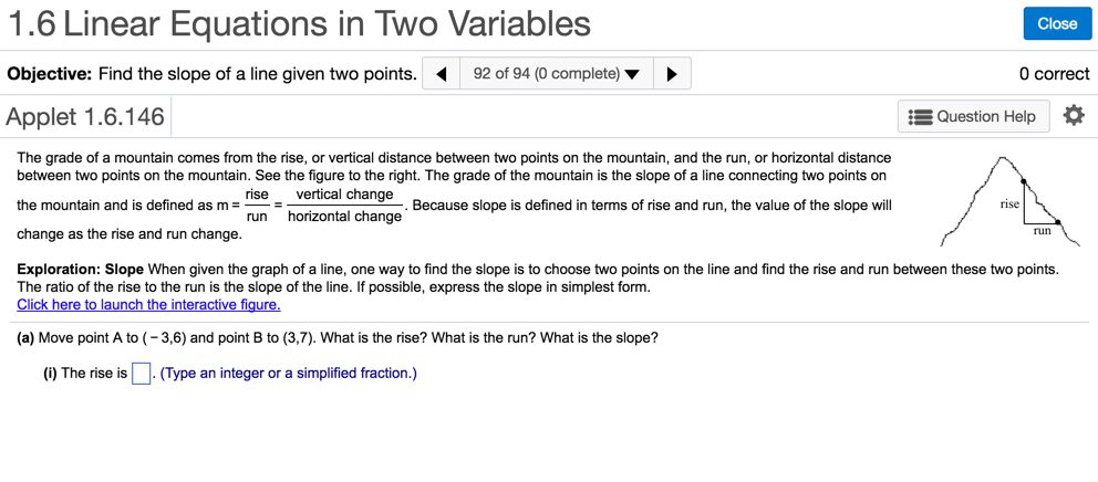 Finding slope between two points