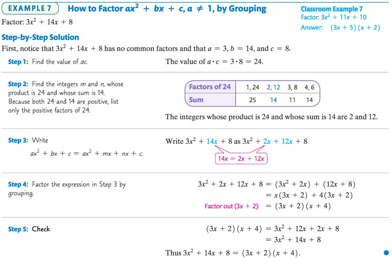 Math example of factoring by grouping