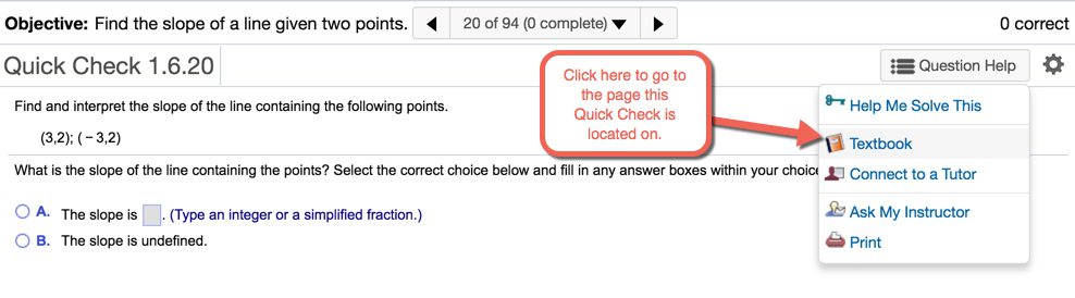 Online math quiz about line slope.